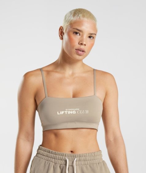 Staniki Sportowe Gymshark Social Club Bandeau Damskie Khaki | PL 054UYX